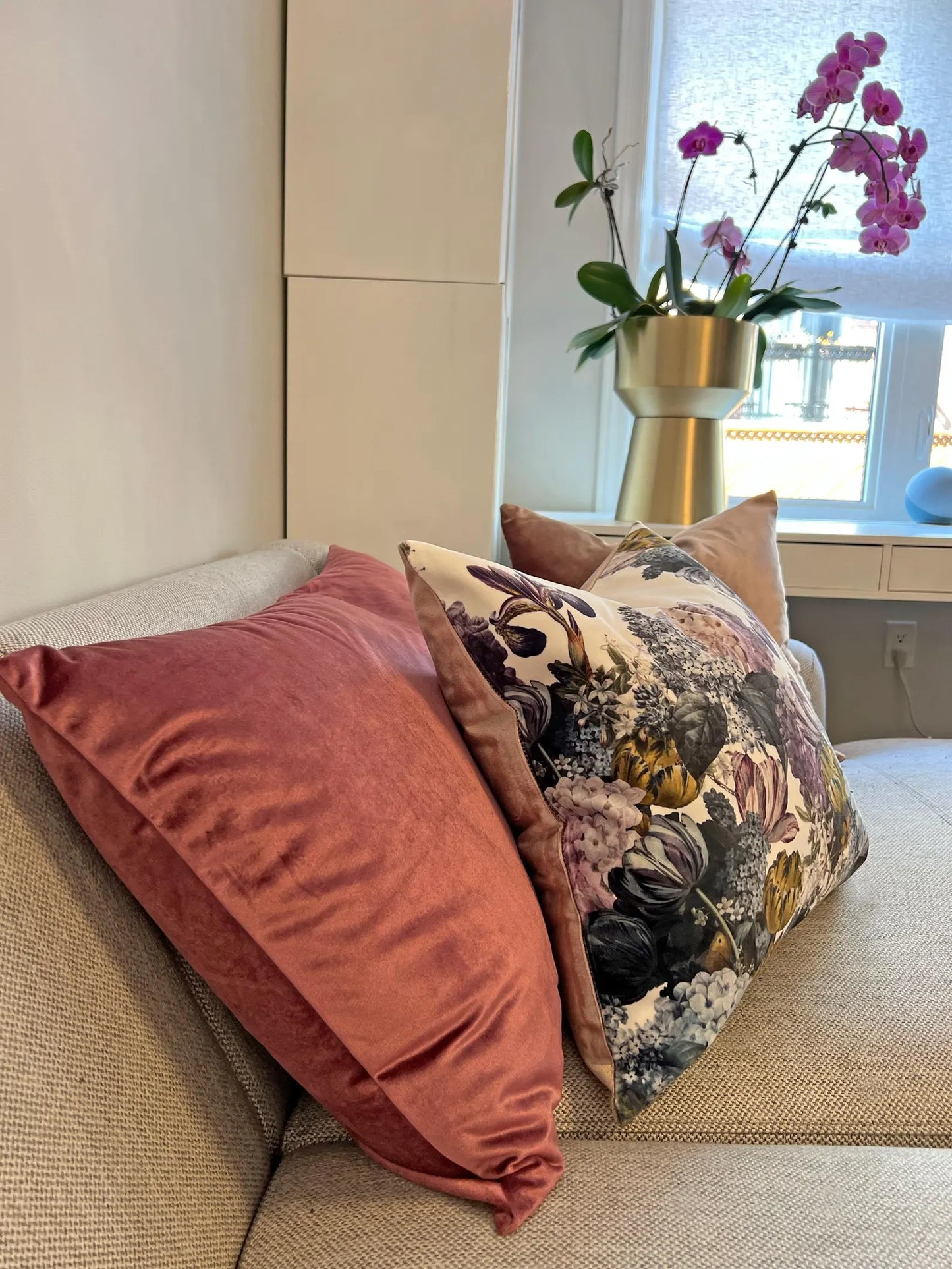 Velvet Flowers Cushion — Irises, Lilacs & Hydrangeas
