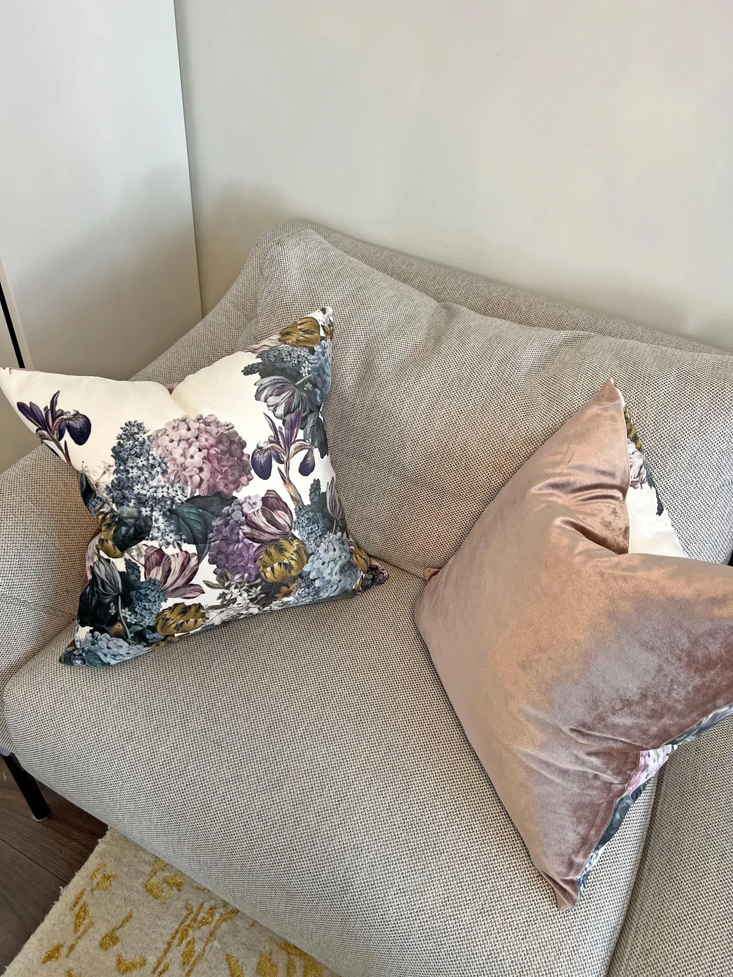 Velvet Flowers Cushion — Irises, Lilacs & Hydrangeas