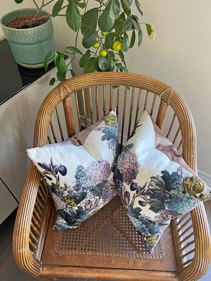 Custom velvet floral cushion cover, handmade in Toronto