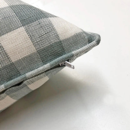 Scalamandre check pillow, corner detail