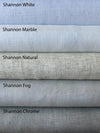 Custom Relaxed Roman Shades, Linen Utopia (100% sheer linen), Sheer Linen Roman Shade with decorative trim CE55