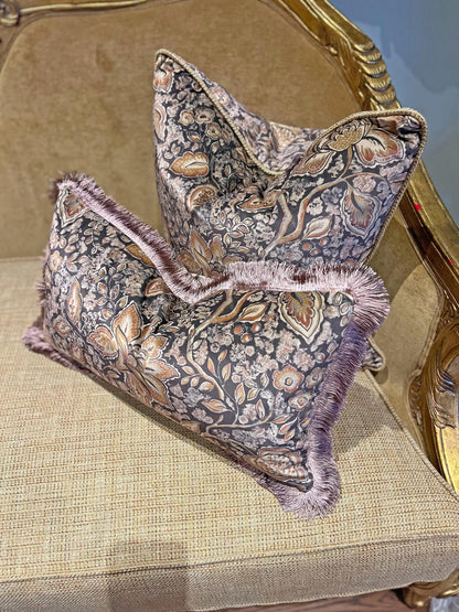 Calloway floral cushion, corner and trim detail