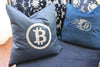 Custom Monogram Throw Pillow | Personalized Cushion with Embroidered Initials | Elegant Accent Pillow for Home Décor, Bitcoin Gift