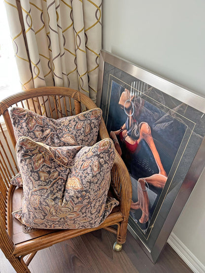 Calloway floral throw pillow, luxury Alendel fabric