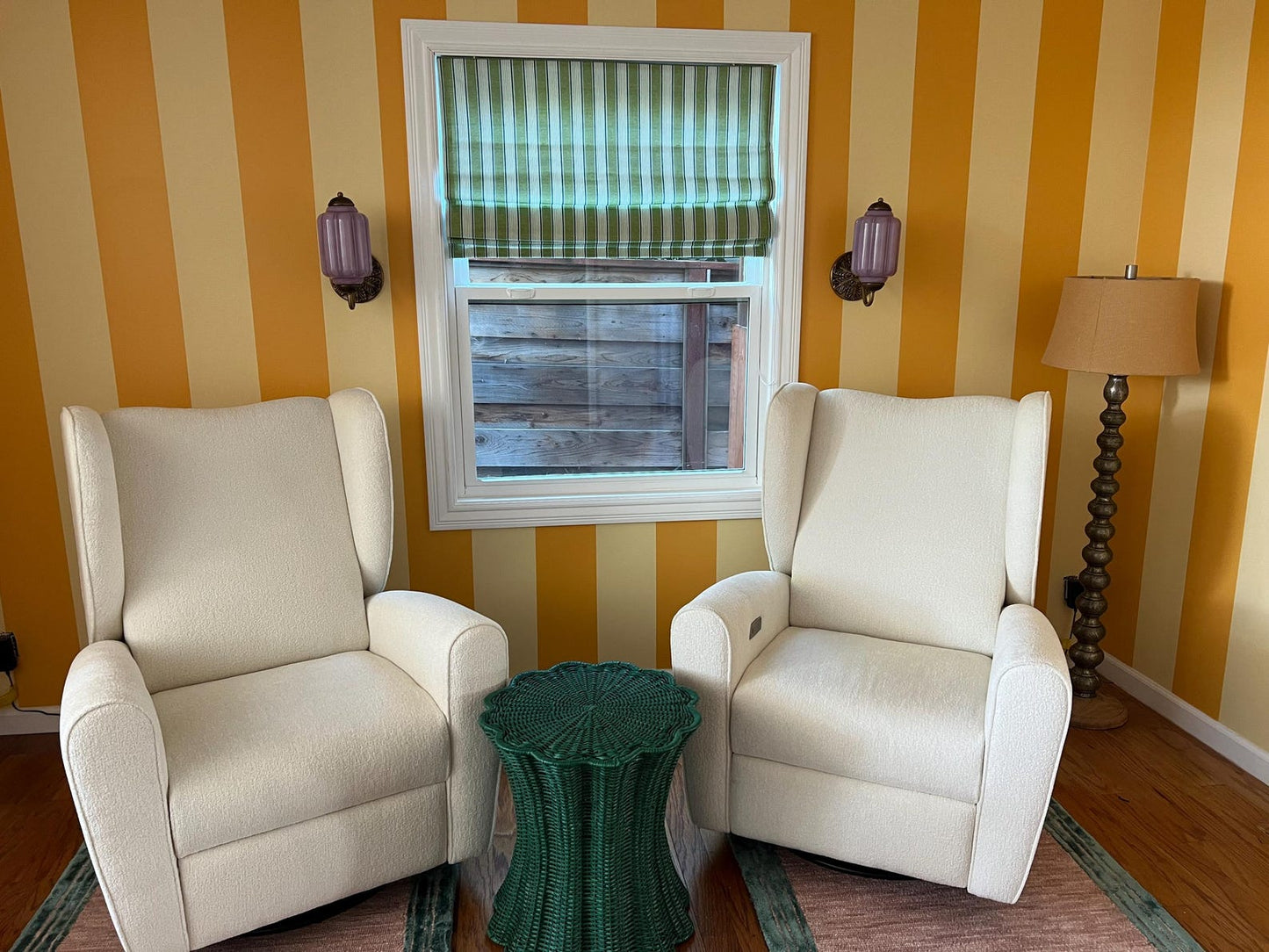 Greenery Stripe Roman shade — pattern detail