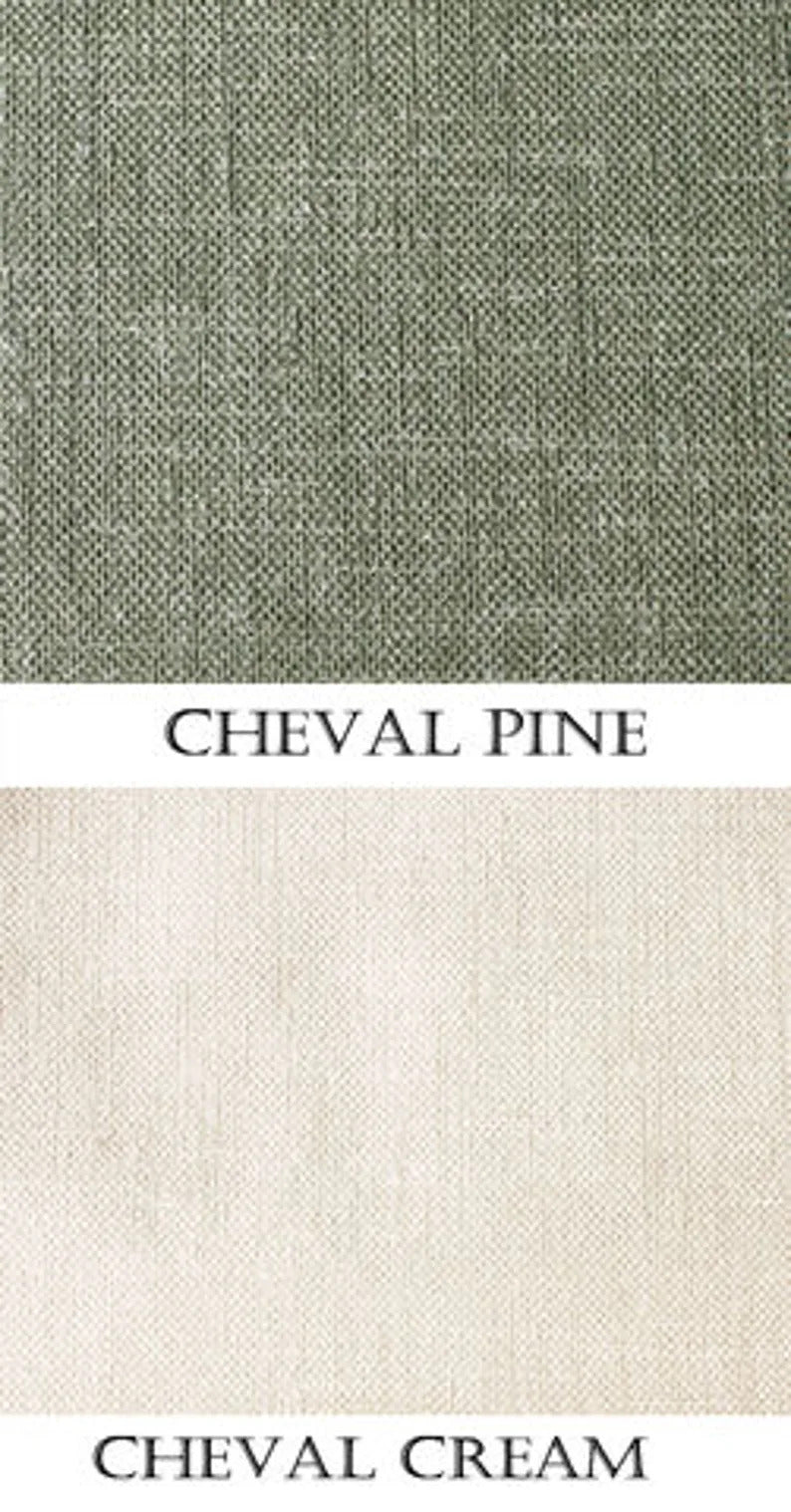 Relaxed Roman Shade "Cream with Pine Border", Roman Shades with Pine Trim, with Chain Mechanism - Custom Shade