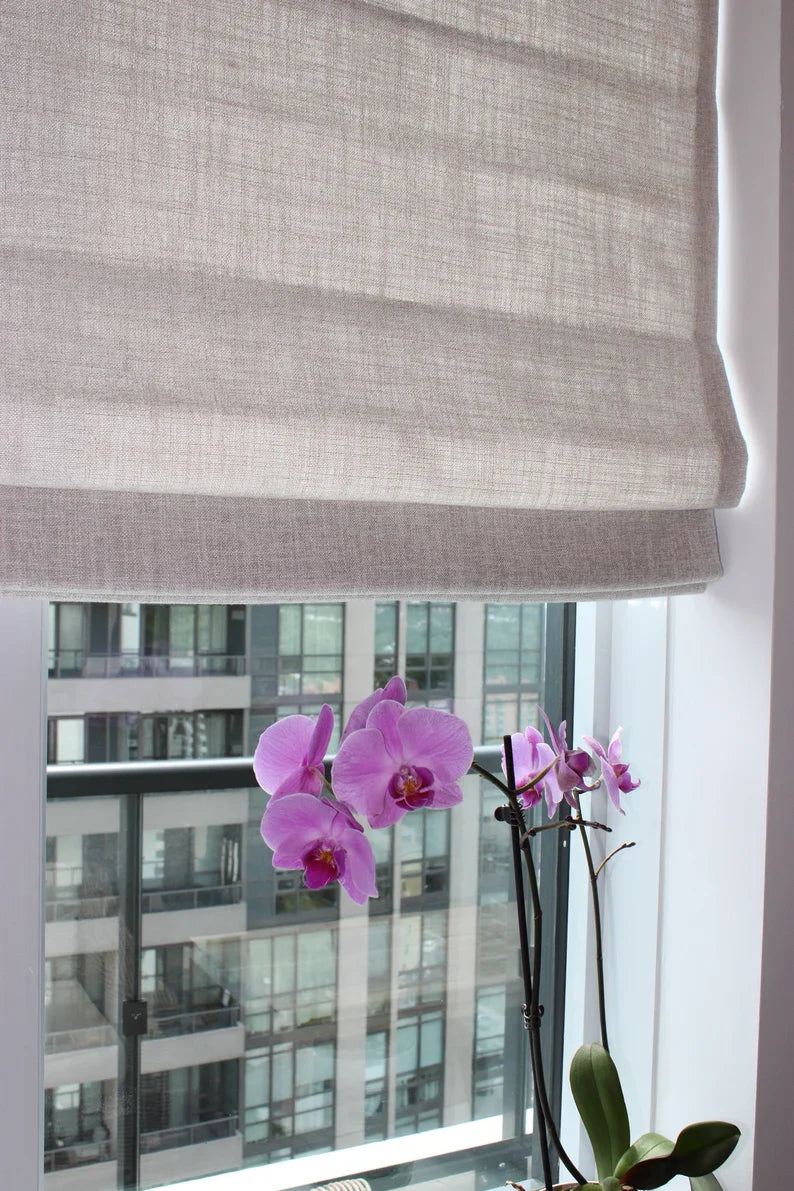 Toronto Lined Relaxed Roman Shade — Custom Size, 7 Colours