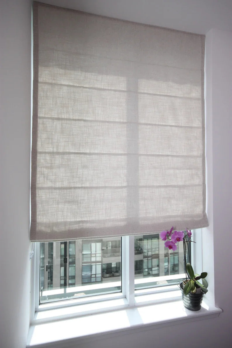 Toronto Lined Relaxed Roman Shade — Custom Size, 7 Colours