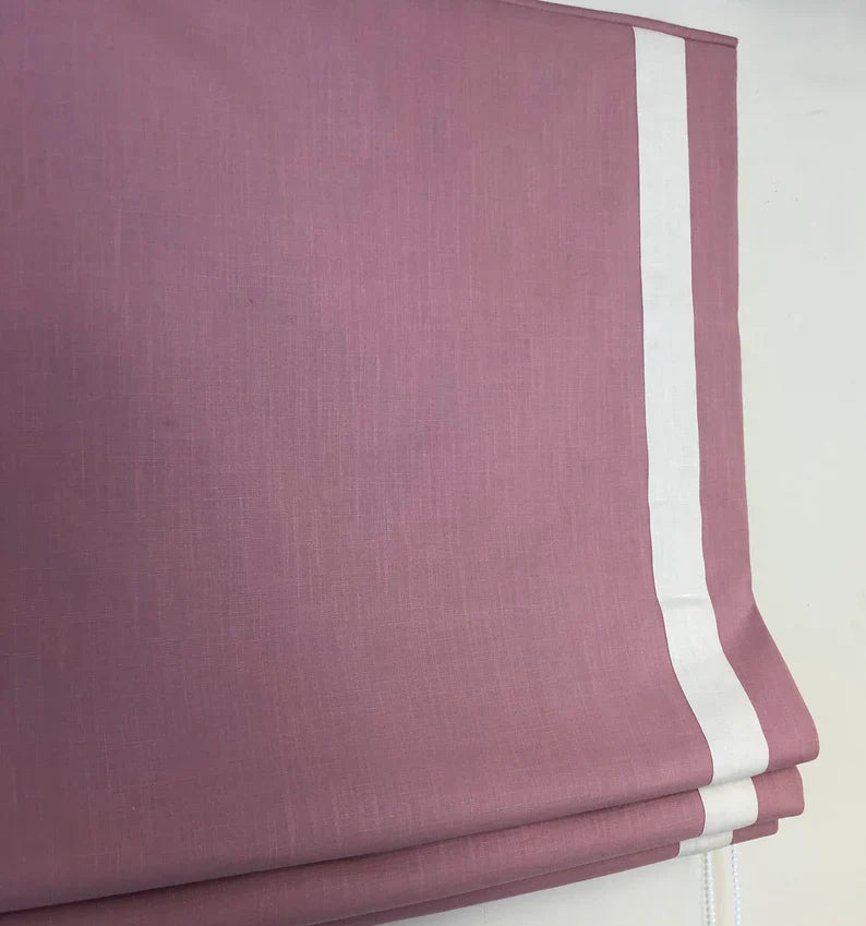 Origin Camellia Roman Shade with Cream Border — Custom Size