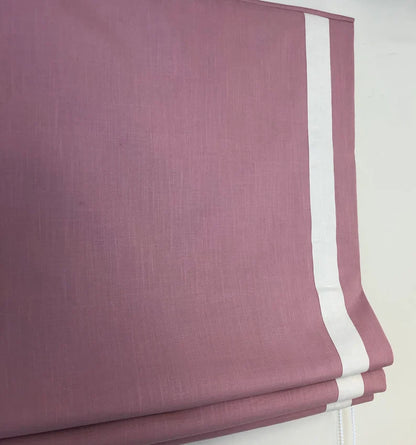 Origin Camellia Roman Shade with Cream Border — Custom Size