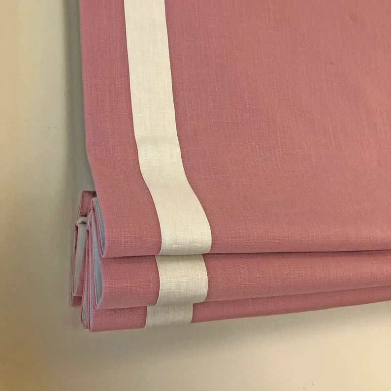 Origin Camellia Roman Shade with Cream Border — Custom Size