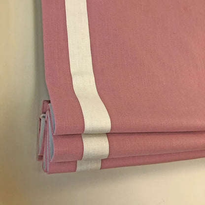 Origin Camellia Roman Shade with Cream Border — Custom Size