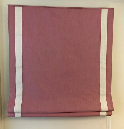 Origin Camellia Roman Shade with Cream Border — Custom Size