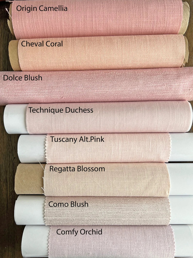 Origin Camellia Roman Shade with Cream Border — Custom Size