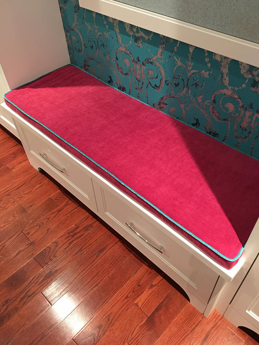 Custom seat cushion with zipper faux linen suede velour