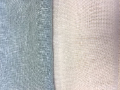 Cordoba linen relaxed Roman shade with Rendezvous contrast border
