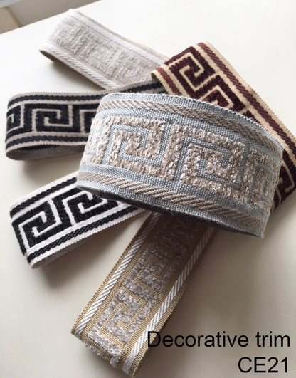 Woven Greek key decorative trim CE21, available colourways — LOGANOVA