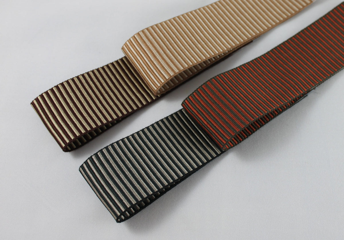 Greek key tape trim in Blue and Taupe