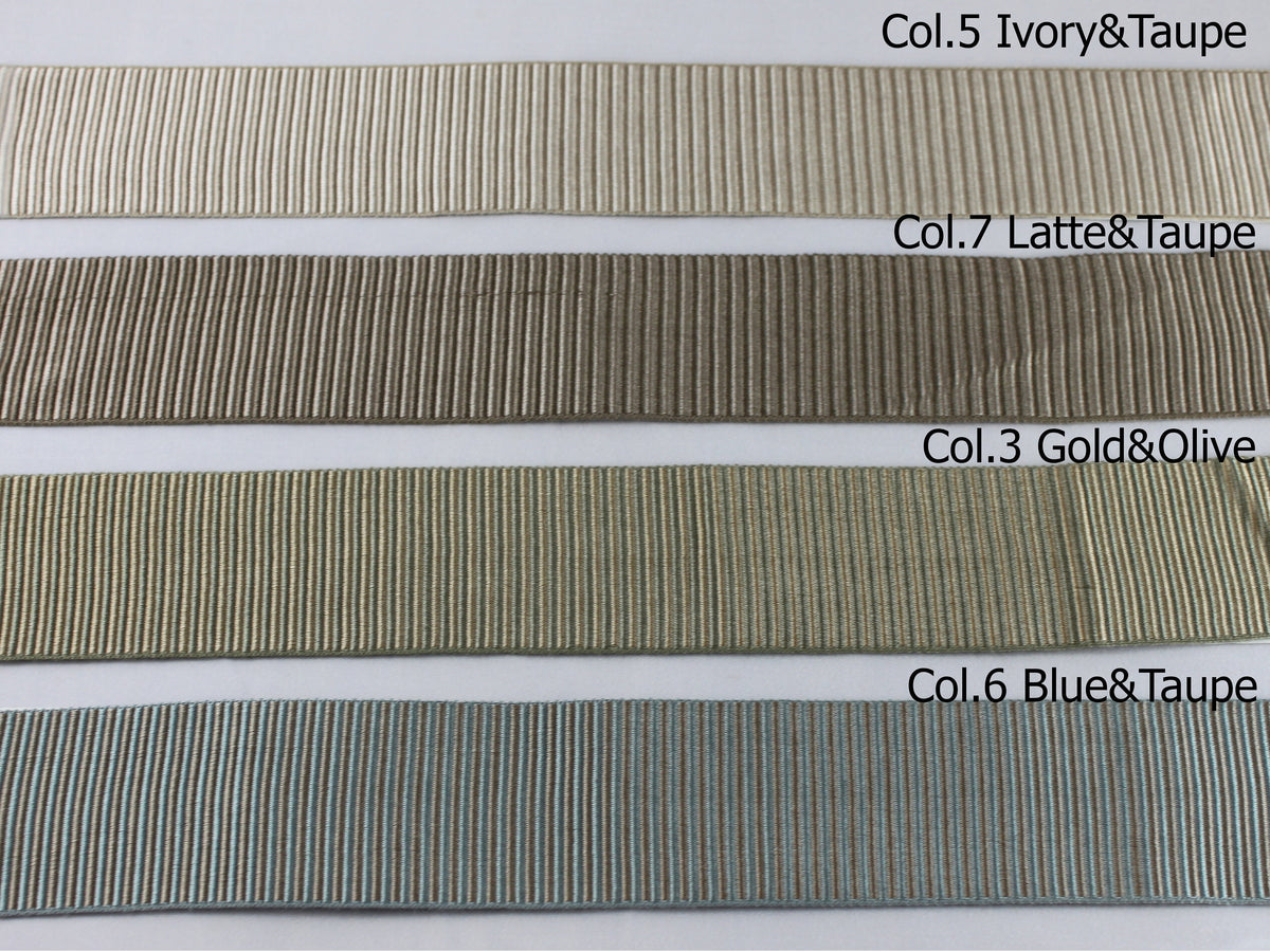 Greek key tape trim in Ivory and Taupe applied as a border