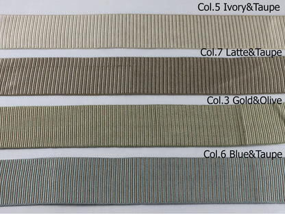 Greek key tape trim in Ivory and Taupe applied as a border