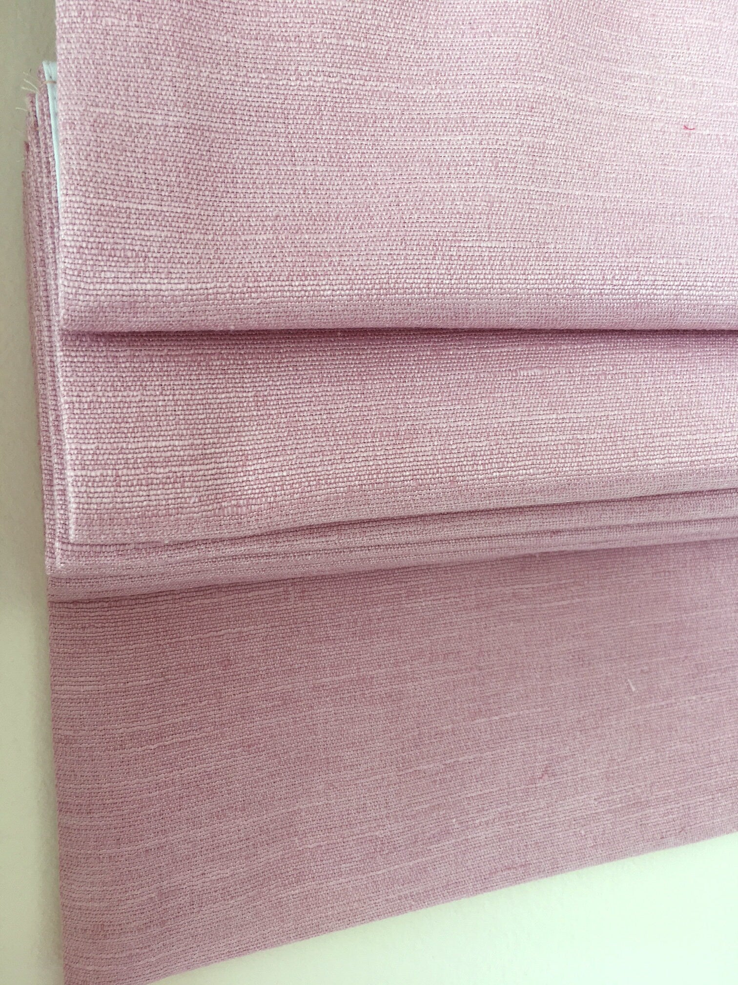 Dolce Blush flat Roman shade — decorative bows detail, handmade in Toronto
