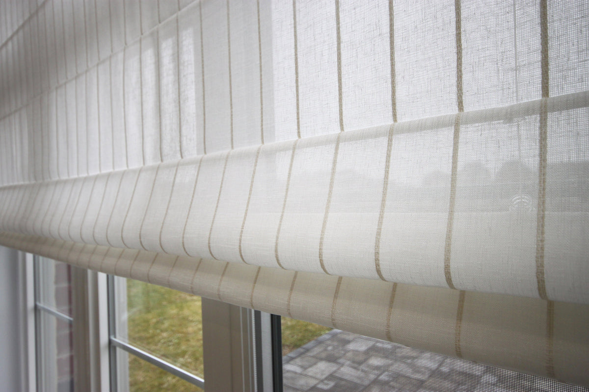 Josh sheer faux linen Roman shade, light filtering
