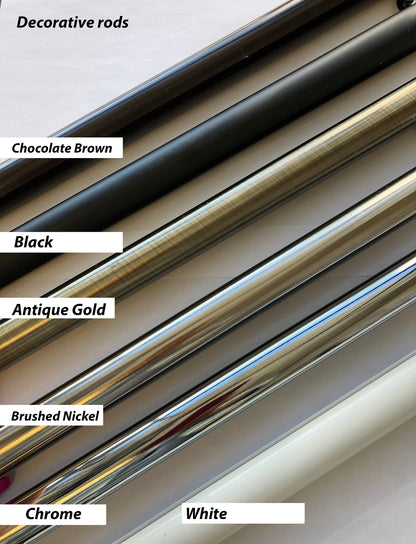 Decorative drapery rod and track options chart