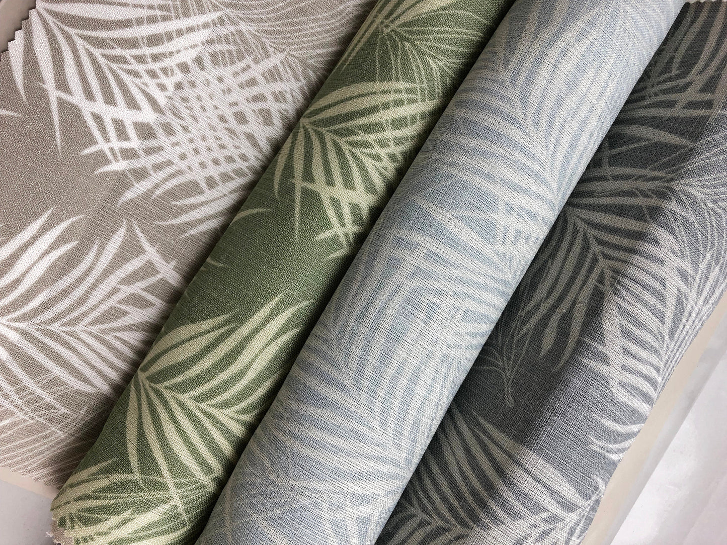 Lush Taupe flat roman shade — Lush Taupe linen-textured fabric, handmade in Toronto