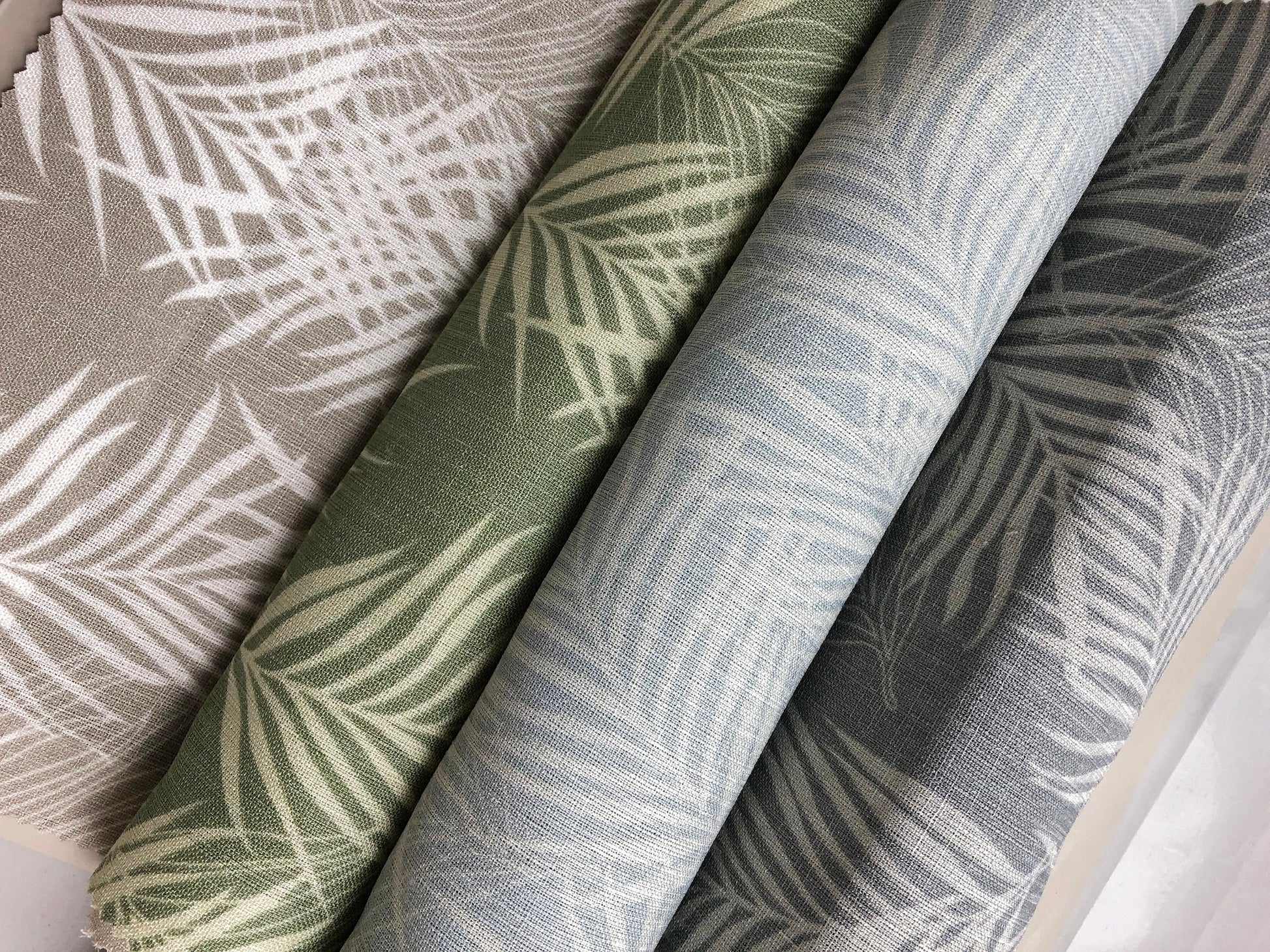Lush Taupe flat roman shade — Lush Taupe linen-textured fabric, handmade in Toronto