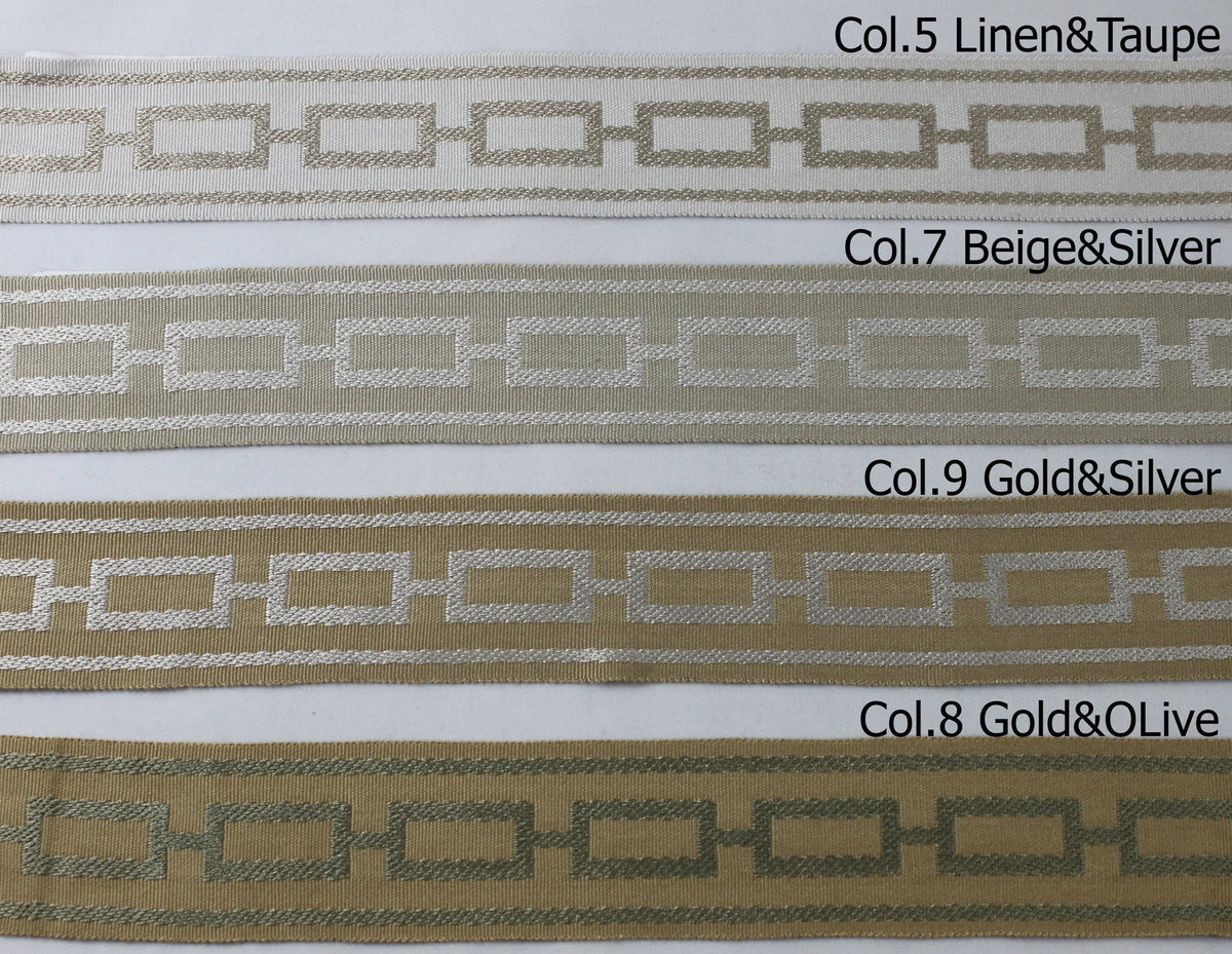 Decorative trim colourways for custom Roman shades