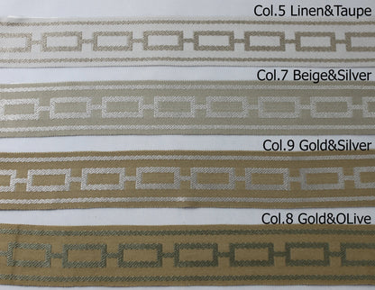 Decorative trim colourways for custom Roman shades