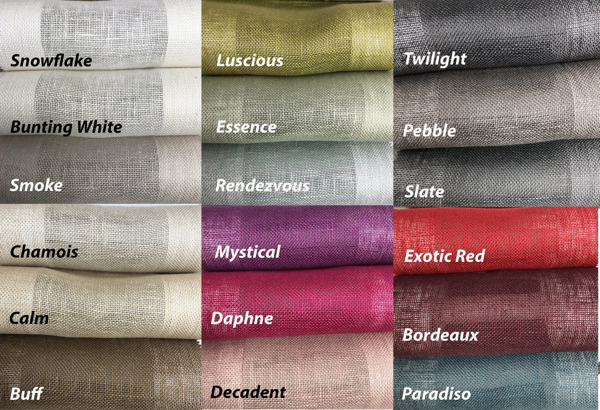 Cordoba linen relaxed Roman shade with Rendezvous contrast border
