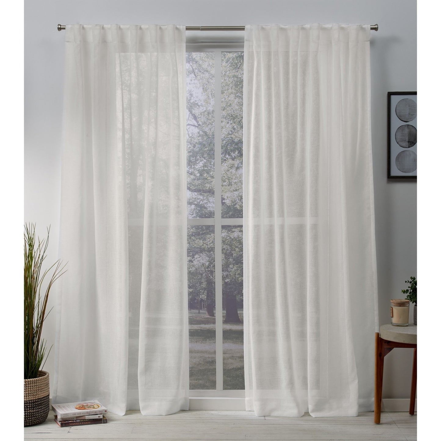 Pair of Empire voile hidden tab top sheers at a tall window — LOGANOVA