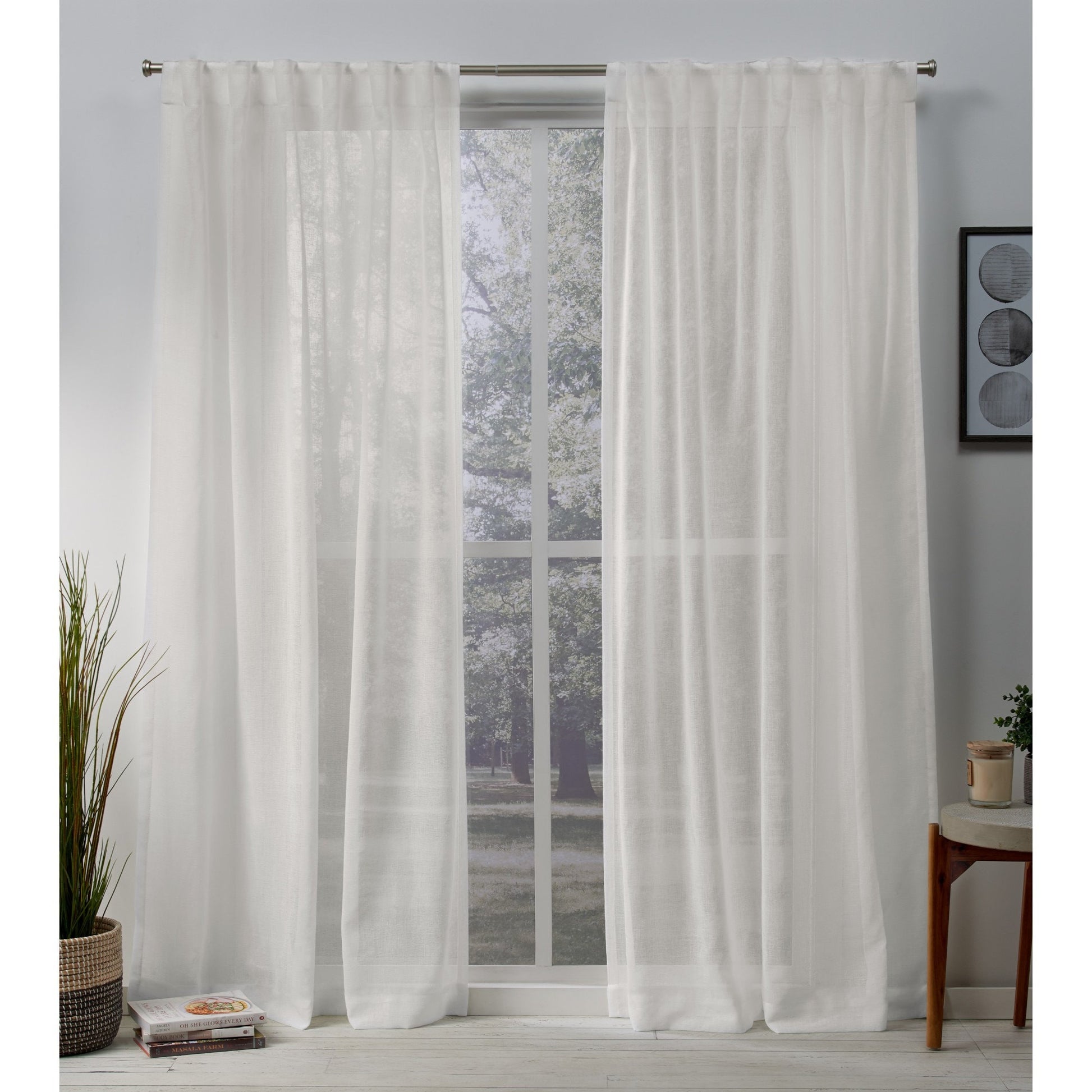 Pair of Empire voile hidden tab top sheers at a tall window — LOGANOVA