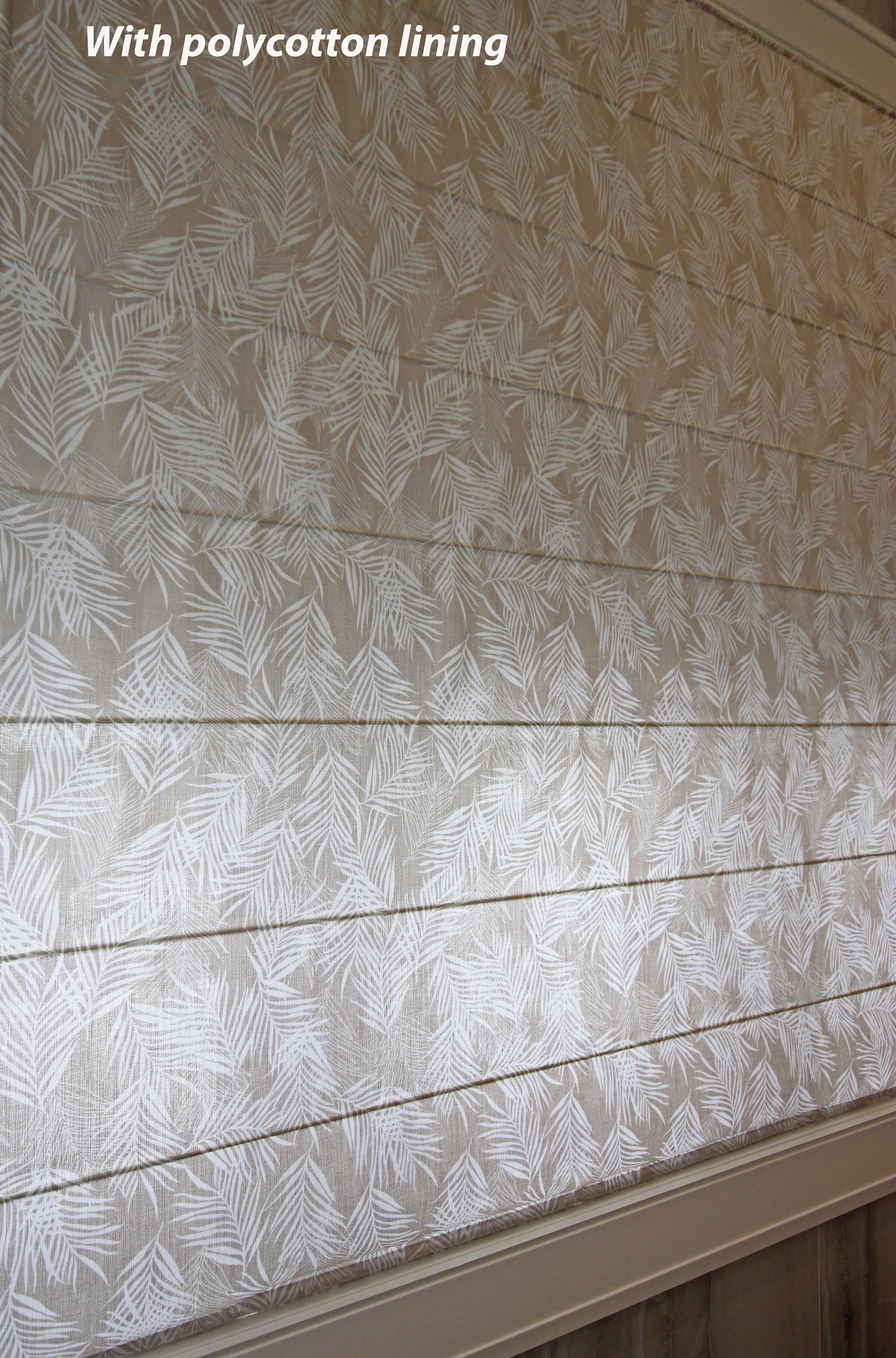 Lush Taupe flat roman shade — Lush Taupe linen-textured fabric, handmade in Toronto