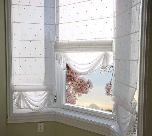 Nottingham Palace flat roman shade — Nottingham Palace linen-cotton, handmade in Toronto