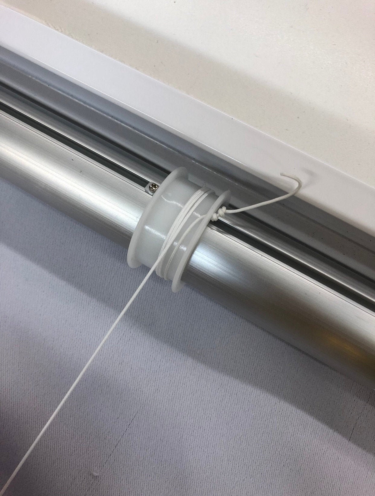 Close-up of the cordless Roman shade mechanism