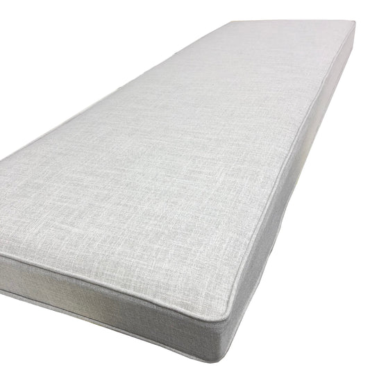 Custom bench cushion with piping foam insert zipper cover