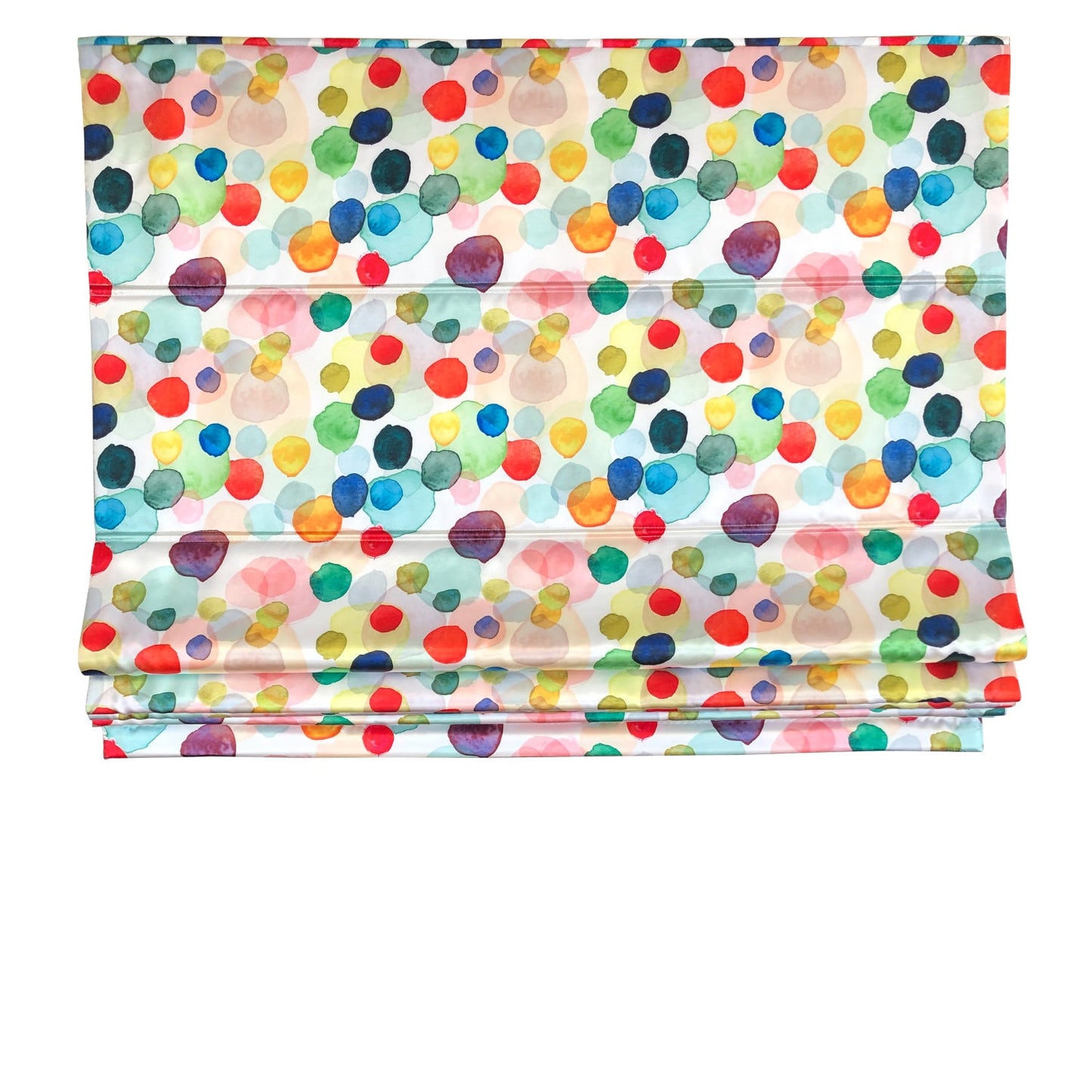 Watercolor Blobs flat roman shade — Watercolor Blobs printed fabric, handmade in Toronto
