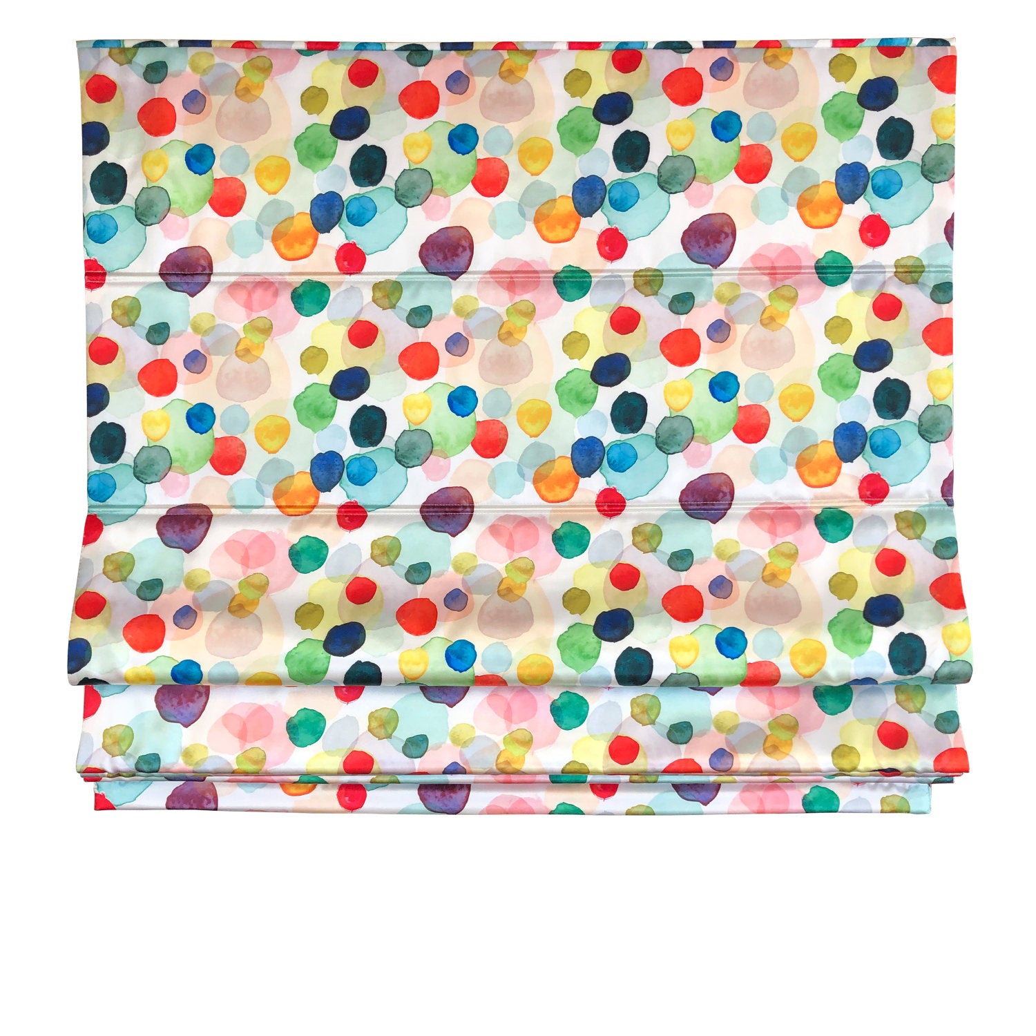 Watercolor Blobs flat roman shade — Watercolor Blobs printed fabric, handmade in Toronto