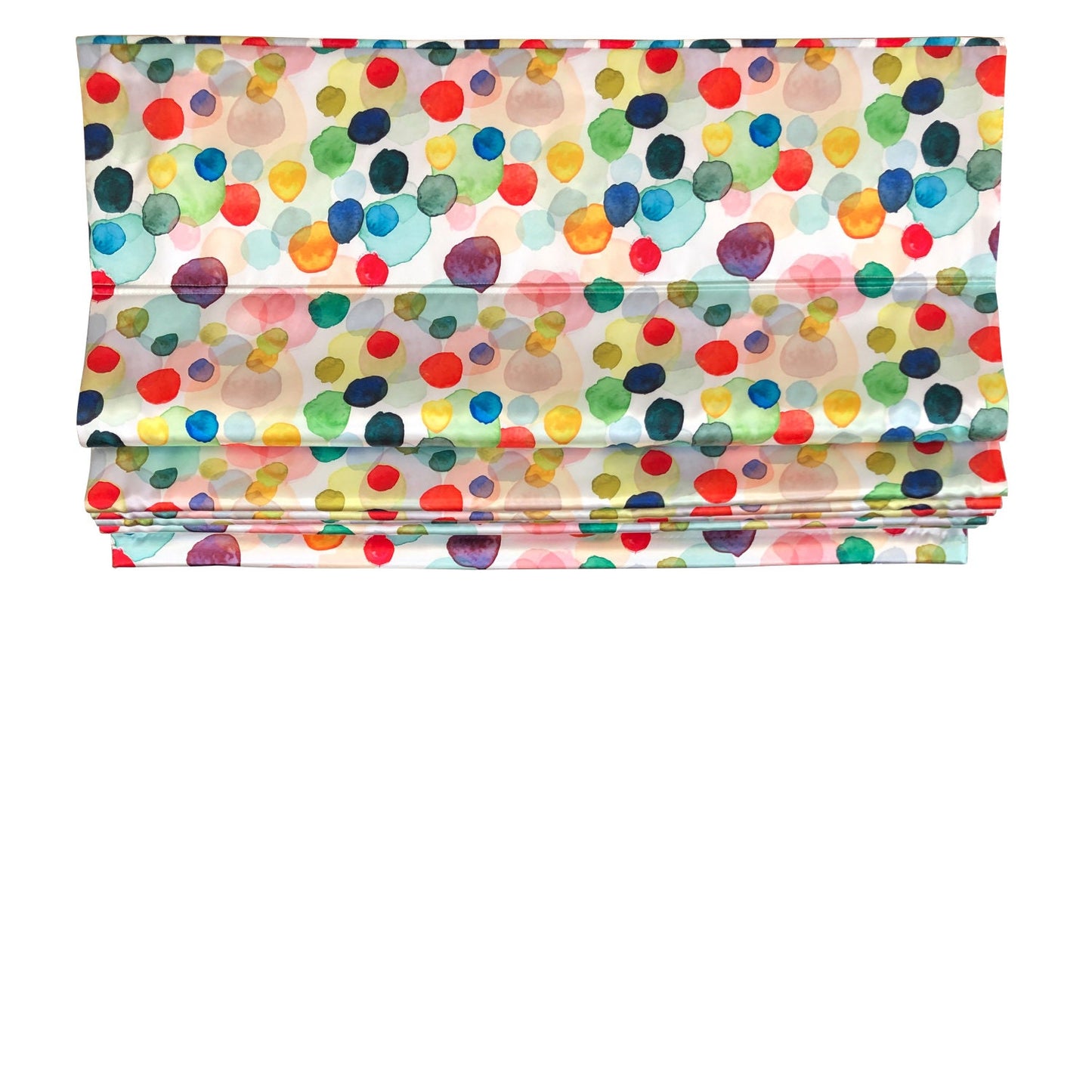 Watercolor Blobs flat roman shade — Watercolor Blobs printed fabric, handmade in Toronto