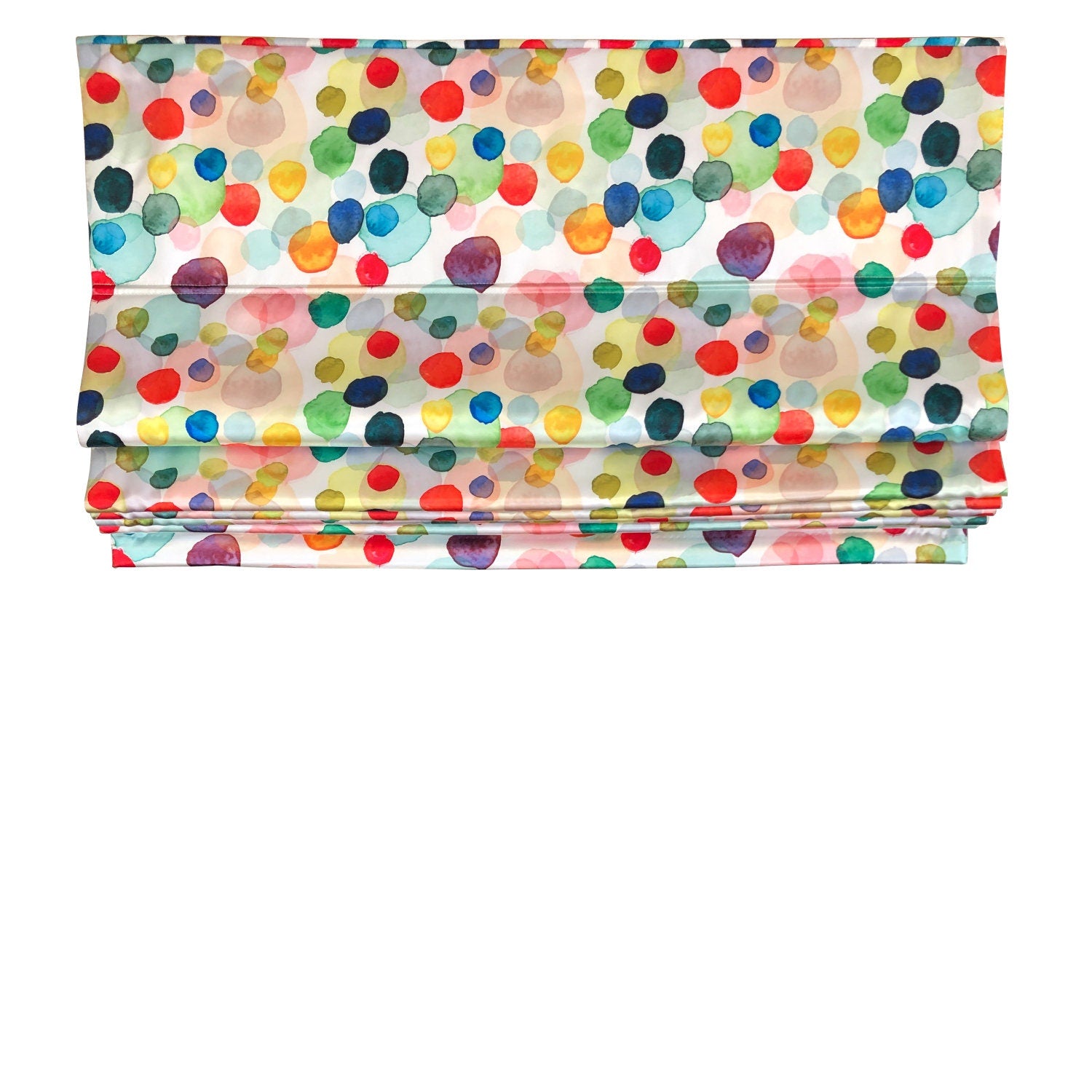 Watercolor Blobs flat roman shade — Watercolor Blobs printed fabric, handmade in Toronto