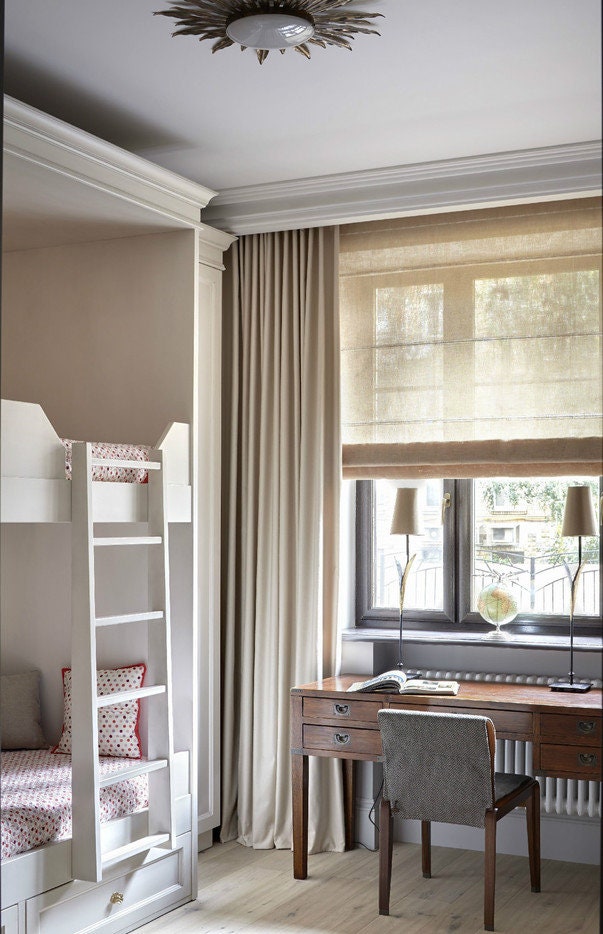 Berlin flat roman shade — Berlin faux linen, handmade in Toronto