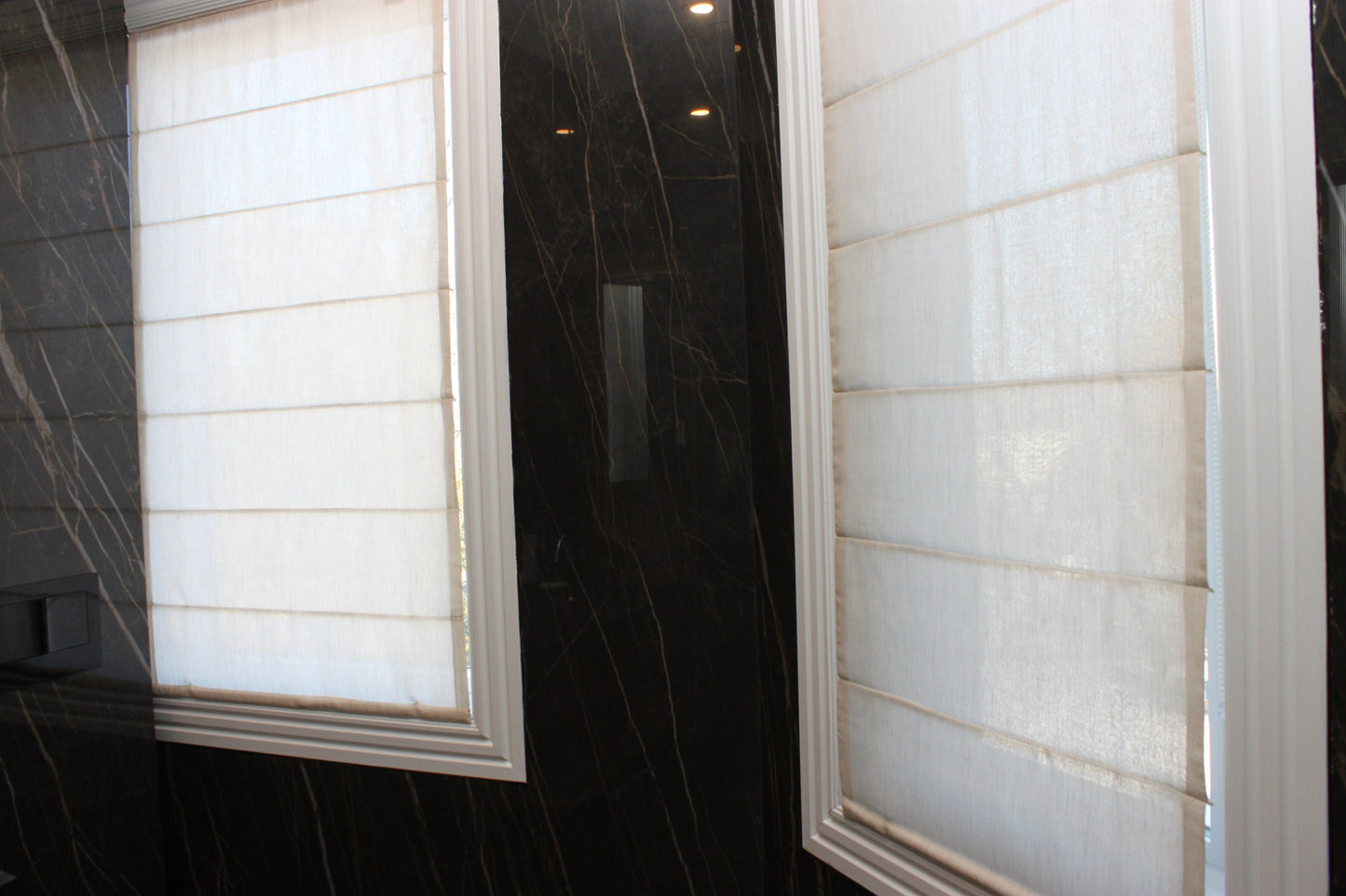 Berlin flat roman shade — Berlin faux linen, handmade in Toronto