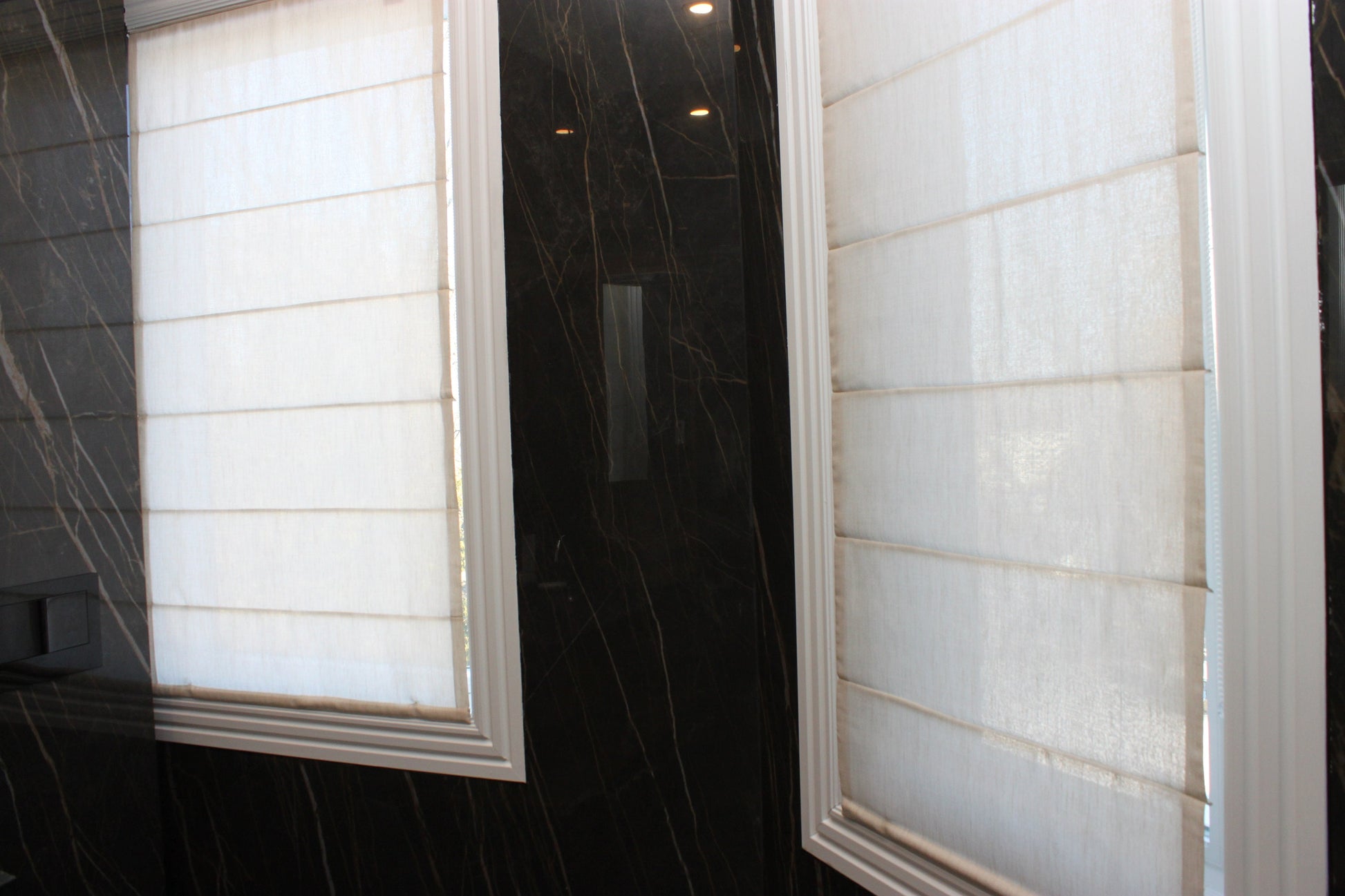 Berlin flat roman shade — Berlin faux linen, handmade in Toronto