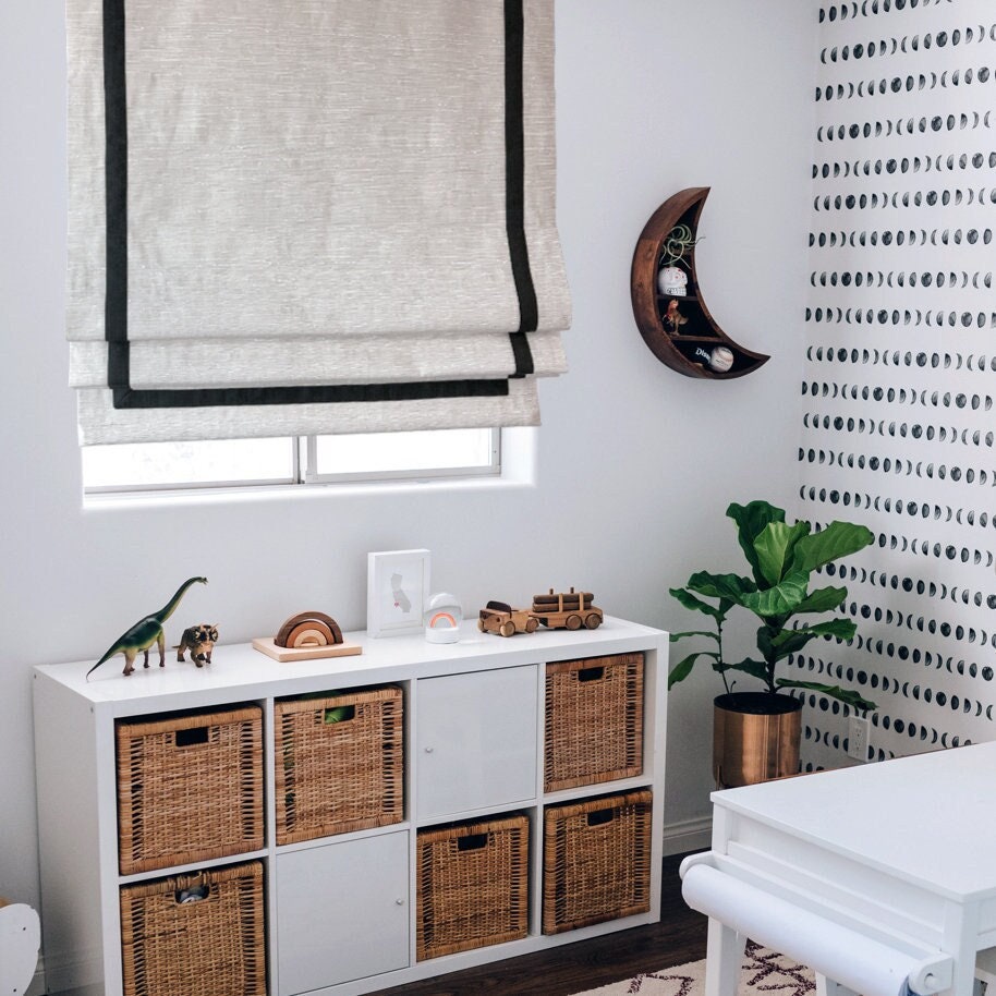 Athens relaxed roman shade — Athens cotton-blend fabric, handmade in Toronto