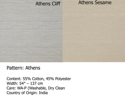 Athens fabric swatches close-up — Cliff and Sesame, 55% cotton 45% polyester