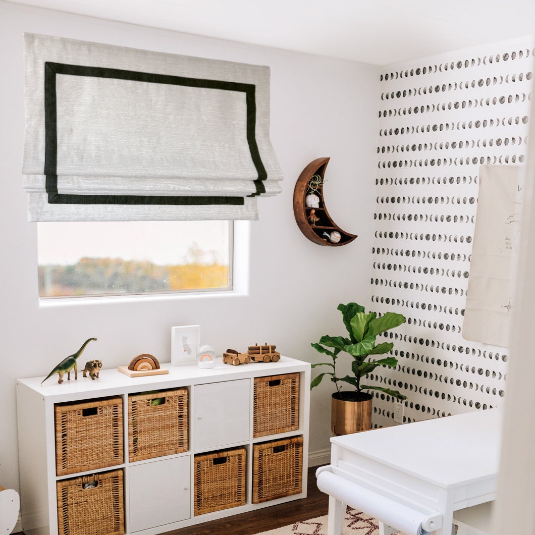 Athens relaxed roman shade — Athens cotton-blend fabric, handmade in Toronto