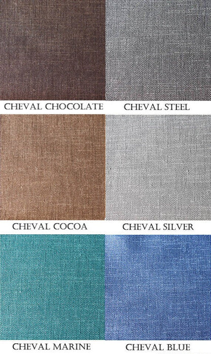 Handmade construction detail of a linen and cotton roman shade