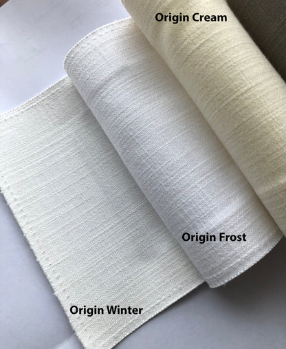 Cheval faux linen relaxed Roman shade, custom made